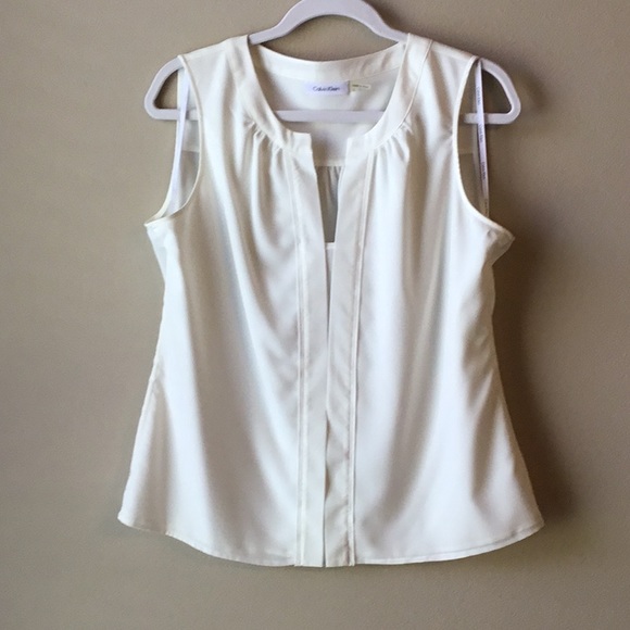 Calvin Klein Tops - Calvin Klein V Neck, Ivory Sleeveless Blouse, PL